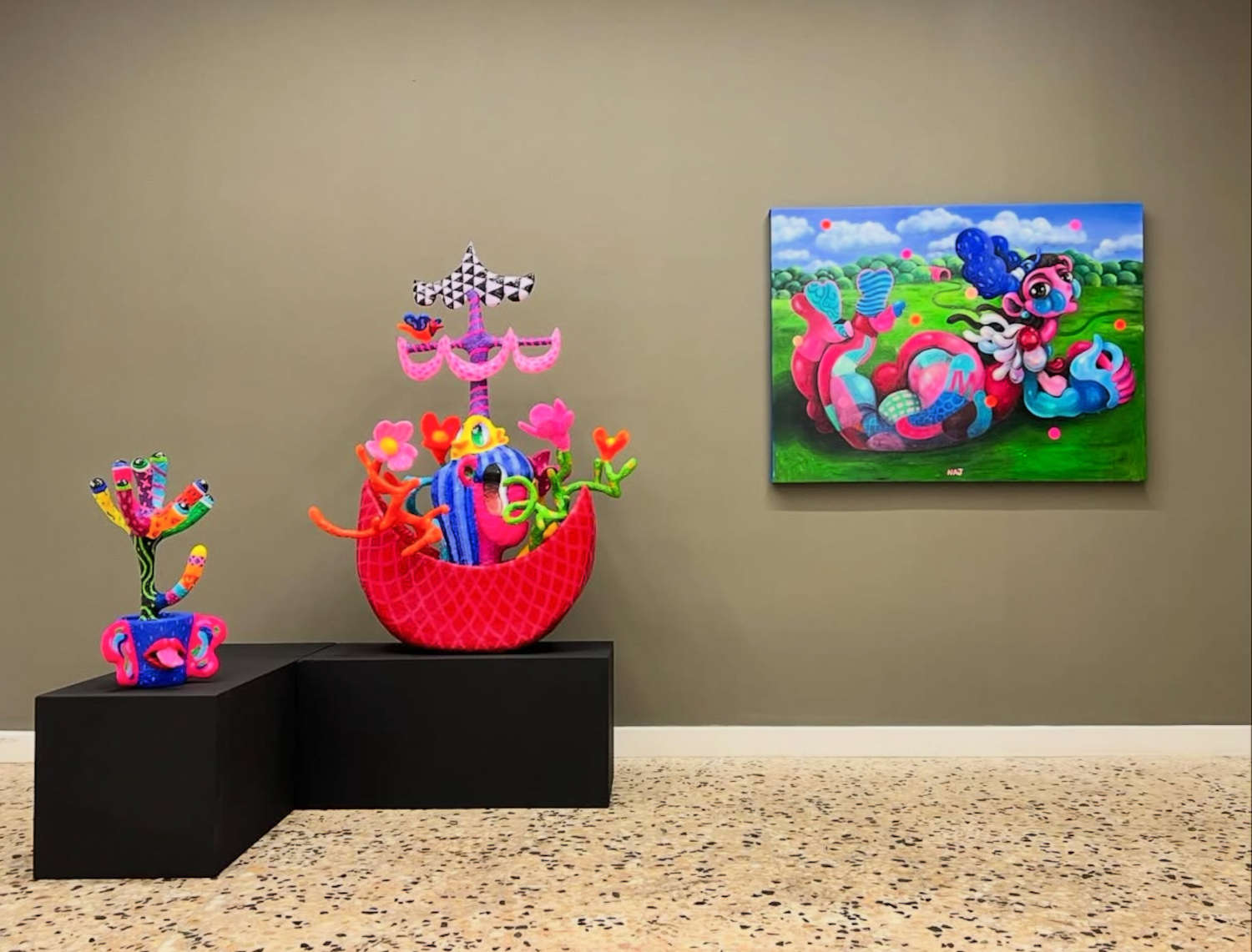 Colorful Folk Art Paper Mache Sculpture By Najva Erfani in Dubai