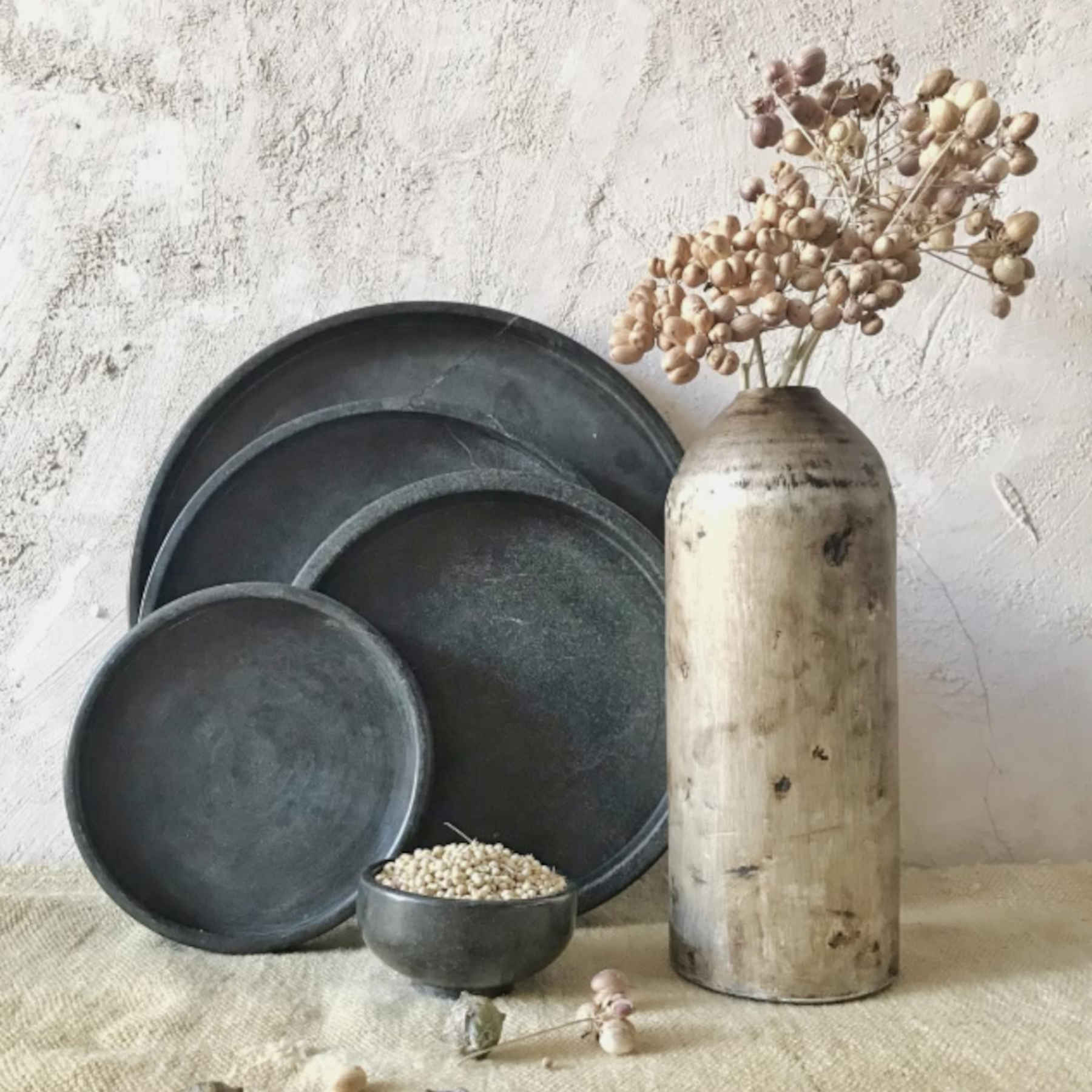 Natural Stone Plate- Black River Stone Dining Tableware & Stoneware