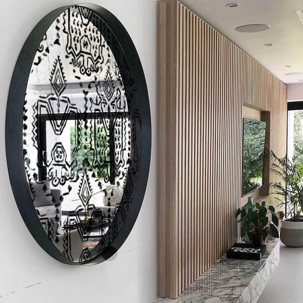 Ornate Decorative Round Mirror, Wall Mounted Painted Mirrors in Metal Frame in Dubai