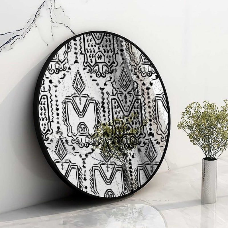 Ornate Decorative Round Mirror, Wall Mounted Painted Mirrors in Metal Frame in Dubai