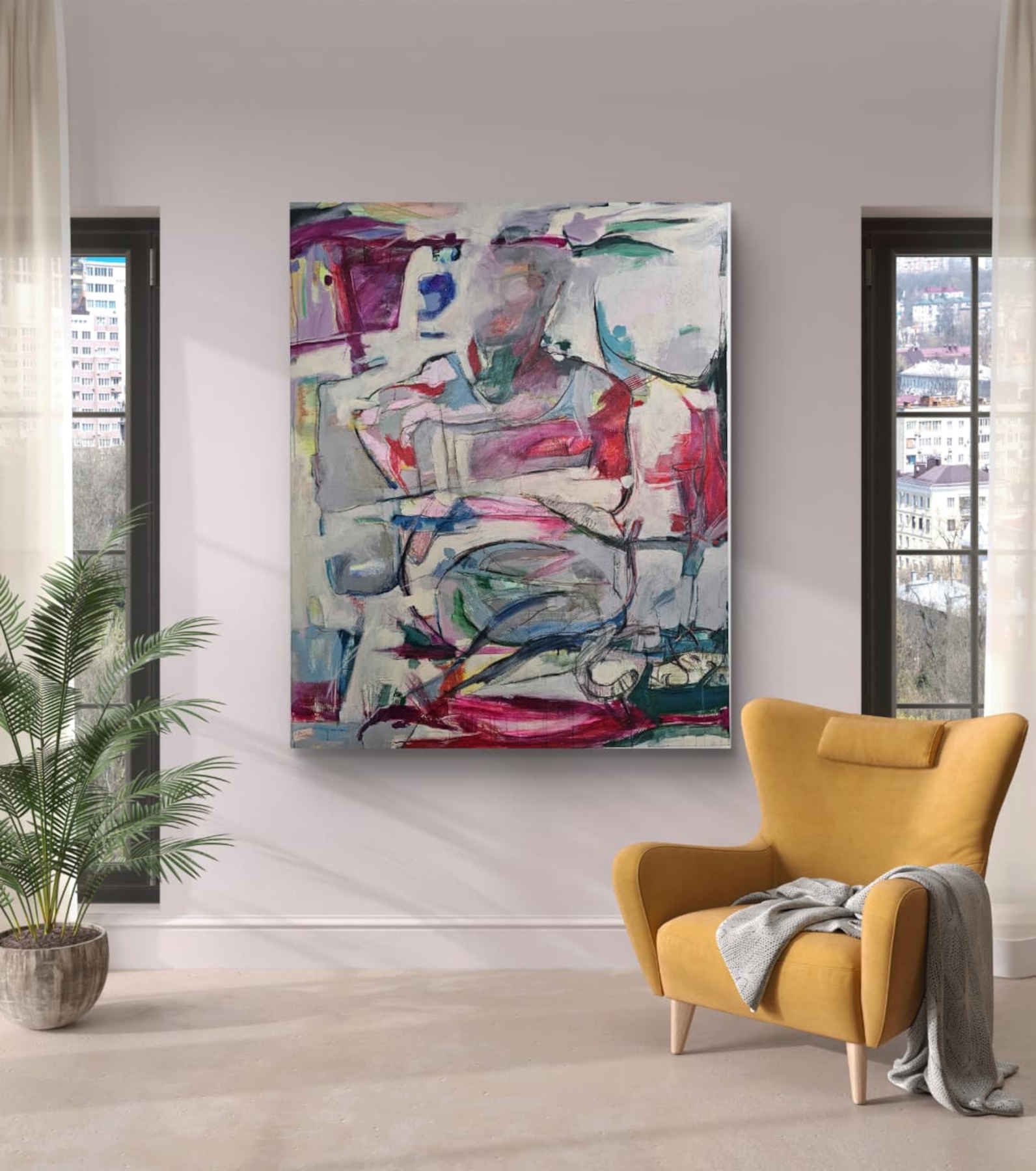 Contemporary Abstract Acrylic Painting By Elahm Ghorbanishad