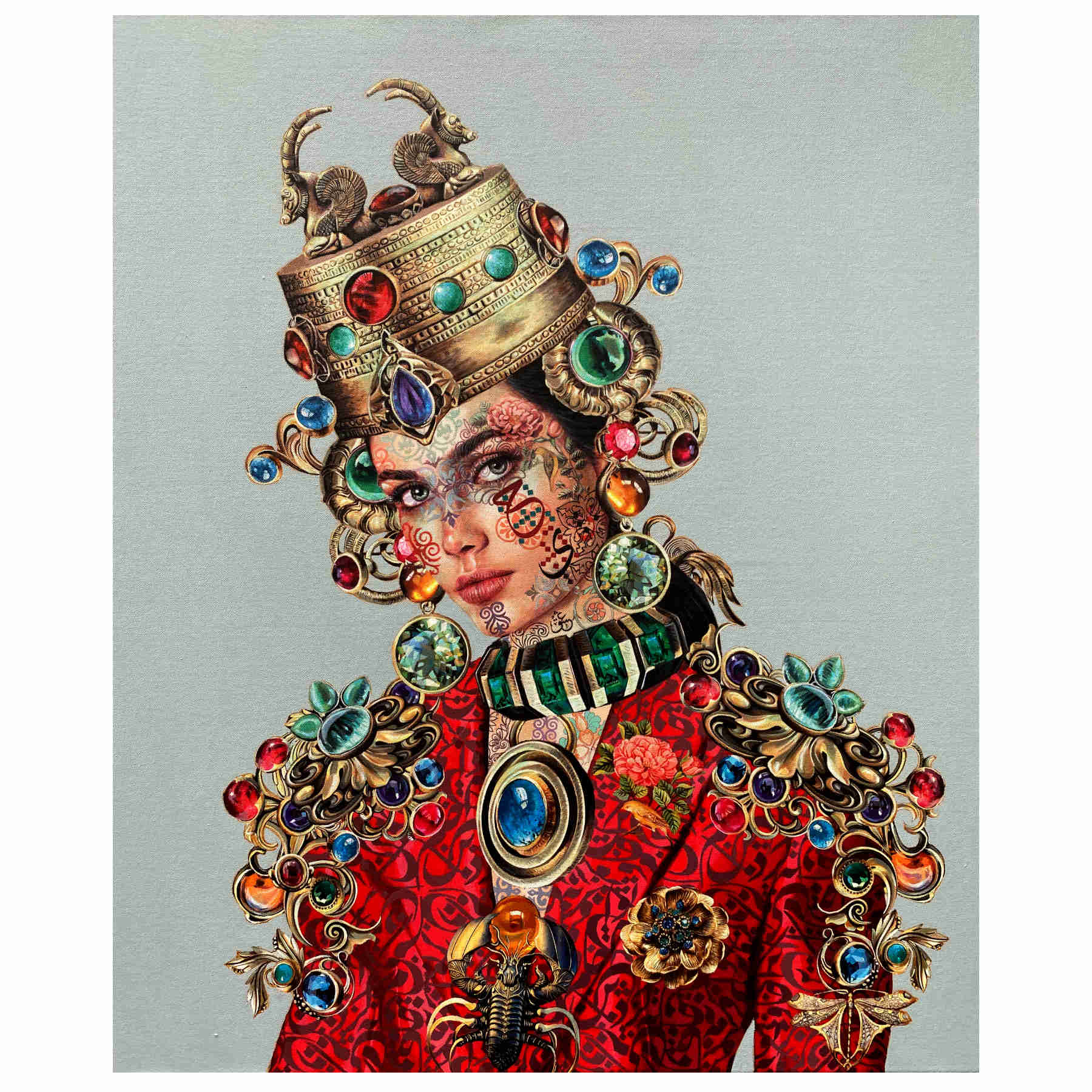 Persian Queen Acrylic on Canvas Painting By Solmaz Tohidloo in Dubai
