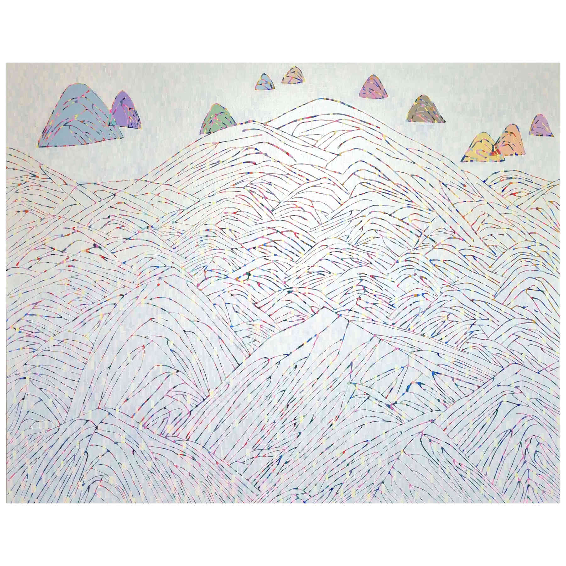 White Mountain Landscape Acrylic Painting By Hanji Park in Dubai