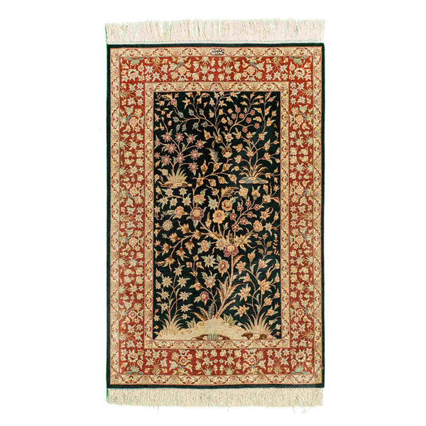 Tree Of Life Qom Persian Carpet 77x120, Authentic Handmade Wool & Silk Rugs in Dubai