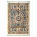 Geometric Qom Persian Carpet 137x197, Authentic Handmade Wool & Silk Rugs in Dubai