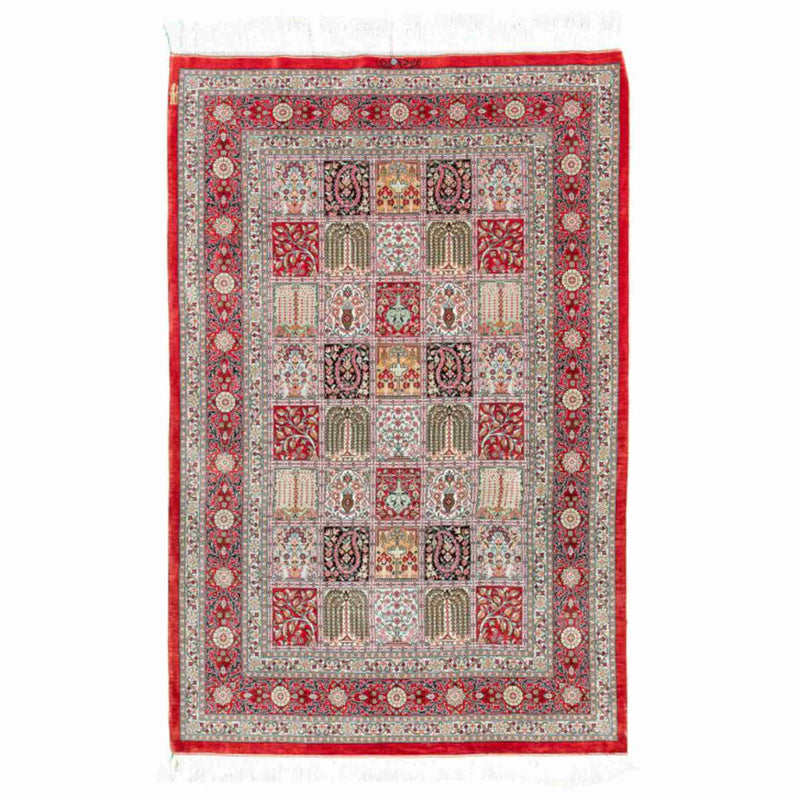 Four Season Qom Persian Carpet 102x148, Authentic Handmade Wool & Silk Rugs in Dubai