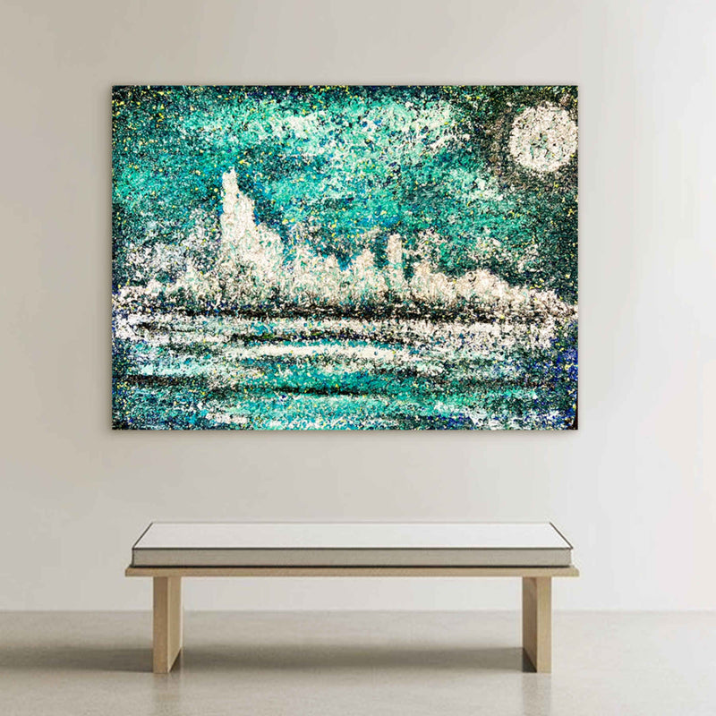 Echoes Beneath The Moon Acrylic Painting By Rawia Zantout