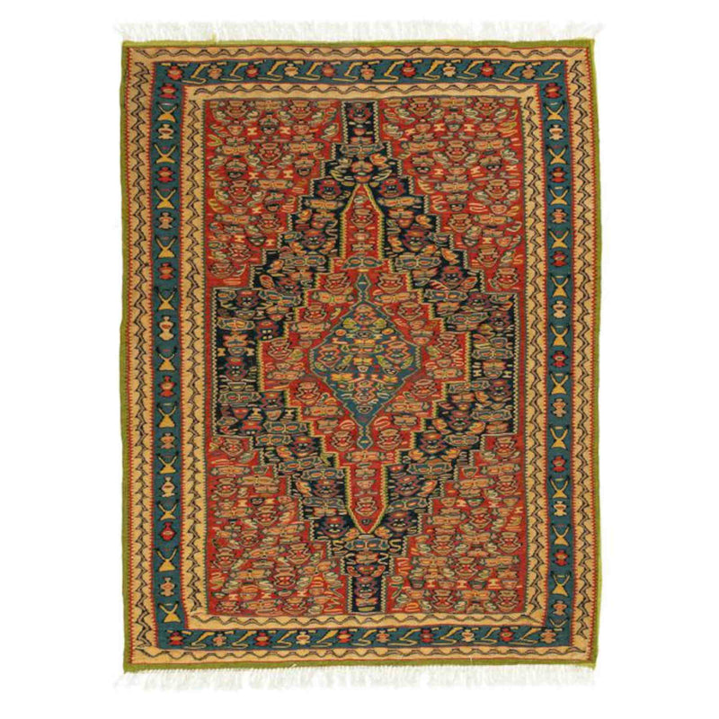 Medallion Sanandaj Persian Kilim 78x105, Handmade Nomadic Wool Rugs & Kilims in Duba