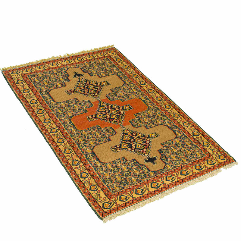 Medallion Sanandaj Persian Kilim 106x155,  Handmade Nomadic Wool Rugs & Kilims in Dubai