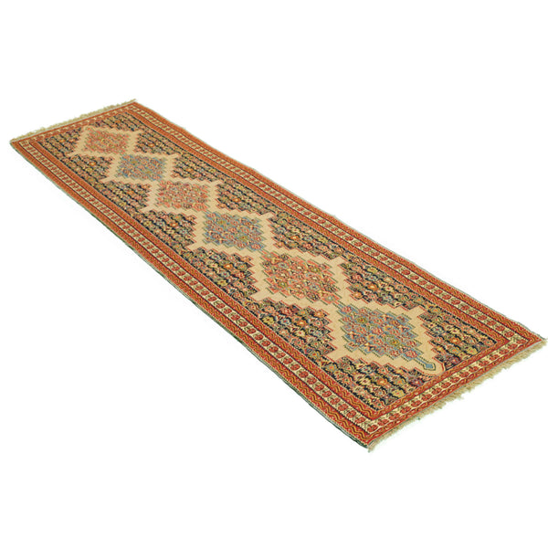 Medallion Sanandaj Persian Kilim 83x313, Handmade Nomadic Wool Rugs & Kilims in Dubai