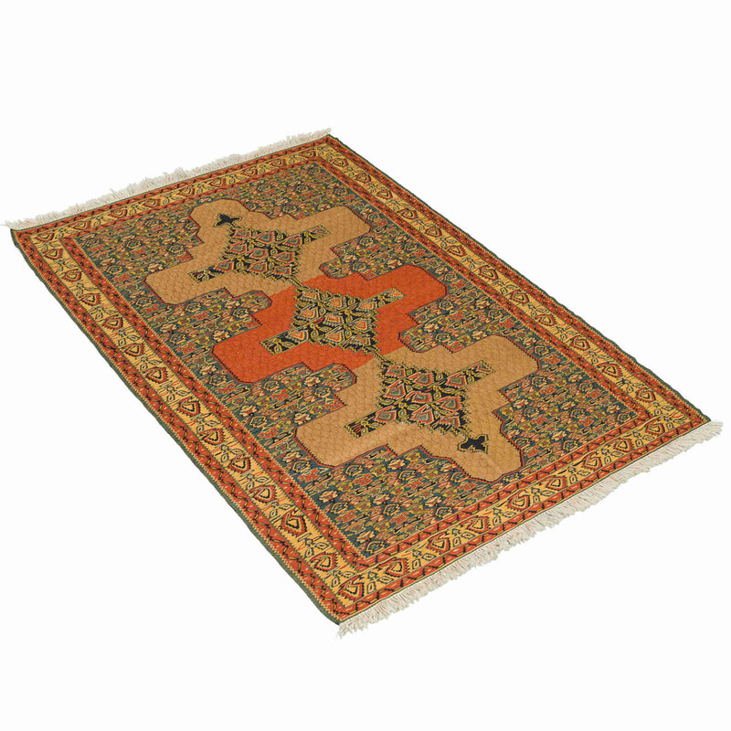 Medallion Sanandaj Persian Kilim 97x145, Handmade Nomadic Wool Rugs & Kilims in Dubai