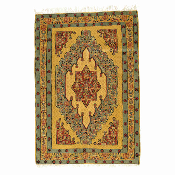 Medallion Sanandaj Persian Kilim 102x150,  Handmade Nomadic Wool Rugs & Kilims in Dubai