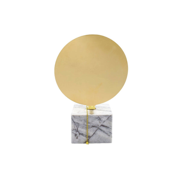 Sun Cubic Carrara Marble Table Lamp With Bronze