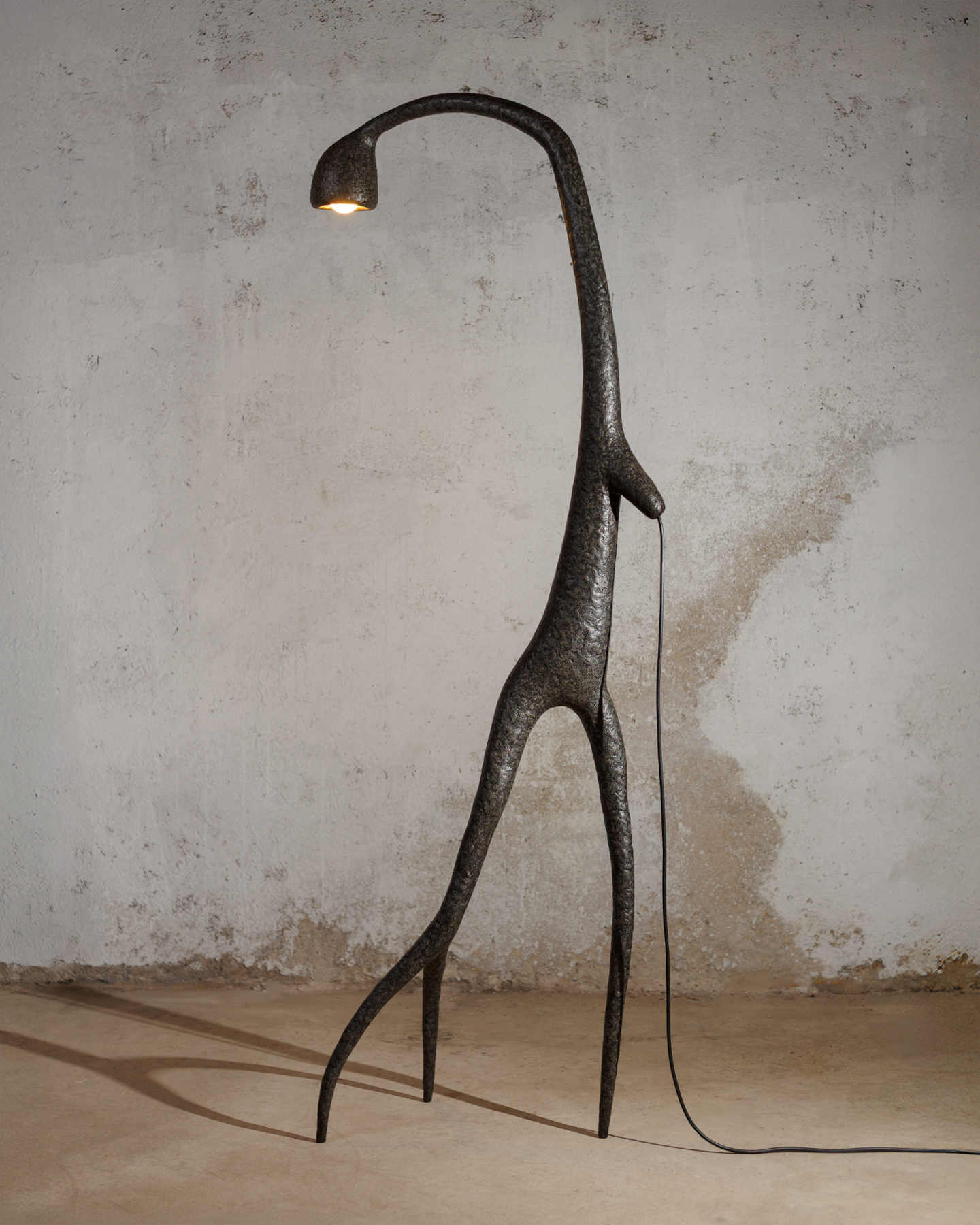 Black Contemporary Floor Lamp - Organic Bionic Design