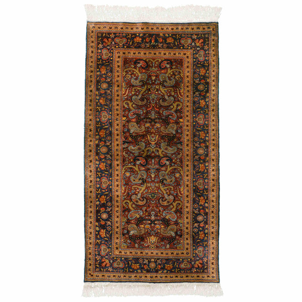 Termeh Heriz Persian Carpet Silk 63x127, Authentic Vintage Rugs & Kilims in Dubai