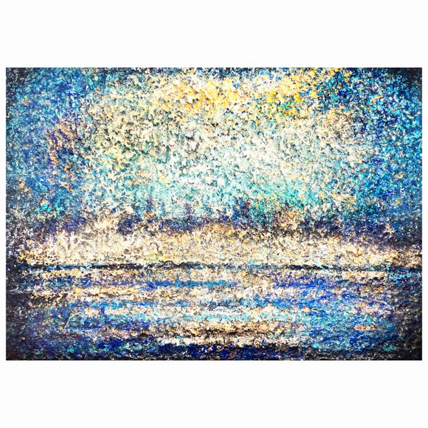 The Golden Azure Acrylic Painting By Rawia Zantout