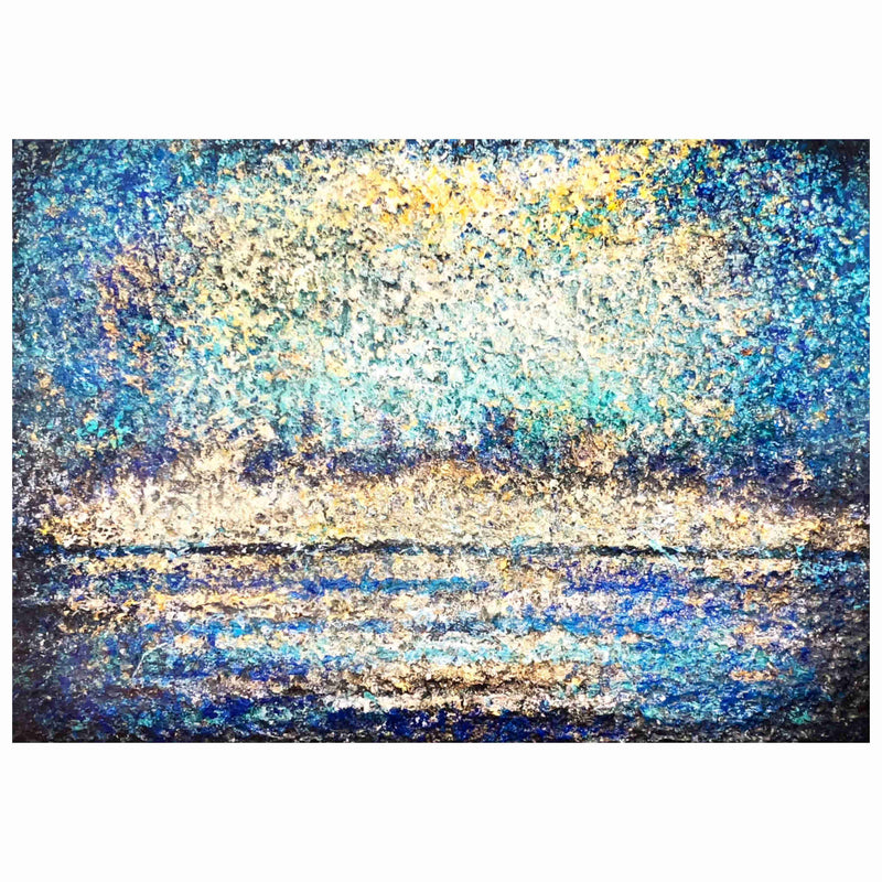 The Golden Azure Acrylic Painting By Rawia Zantout