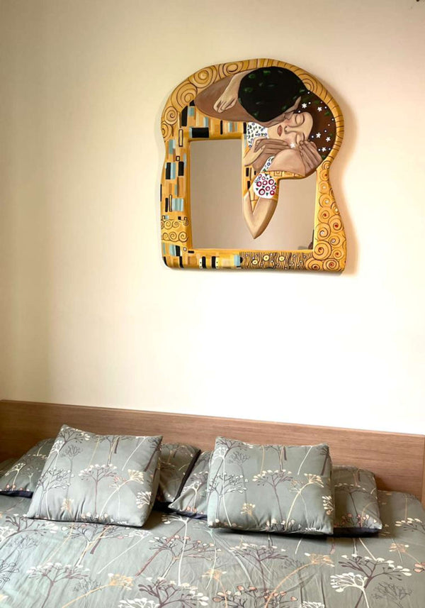 The Kiss 3D Decorative Wall Mirror, Artistic Handmade Paper Mache Mirrors in Dubai