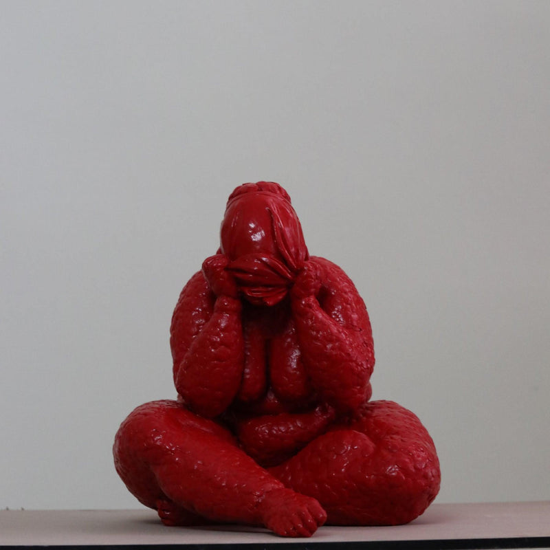 Red Resin Mixed Media Sculpture - Trachoma Statue Series By Hossein Azadi in Dubai