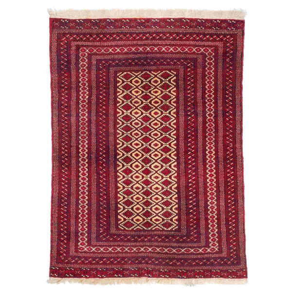 Turkman Persian Carpet 127x169, Handmade Tribal Silk & Wool Rugs in Dubai