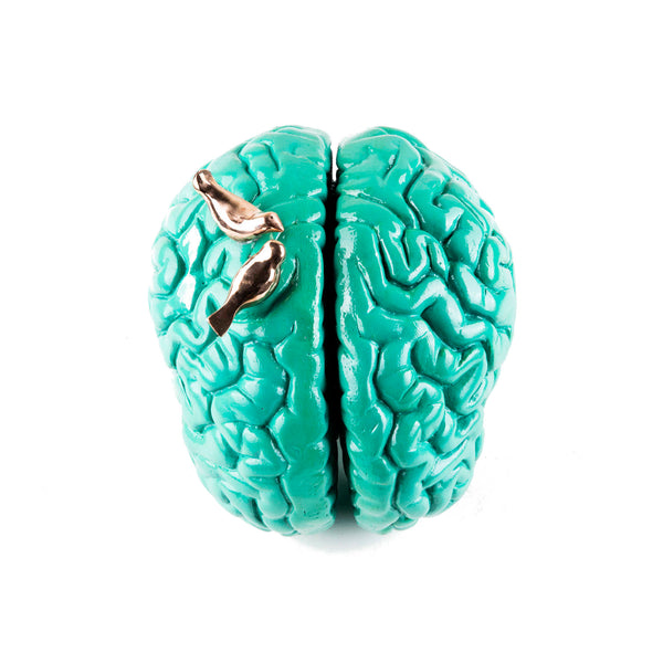 Brain & Birds Turquoise Fiberglass Sculpture