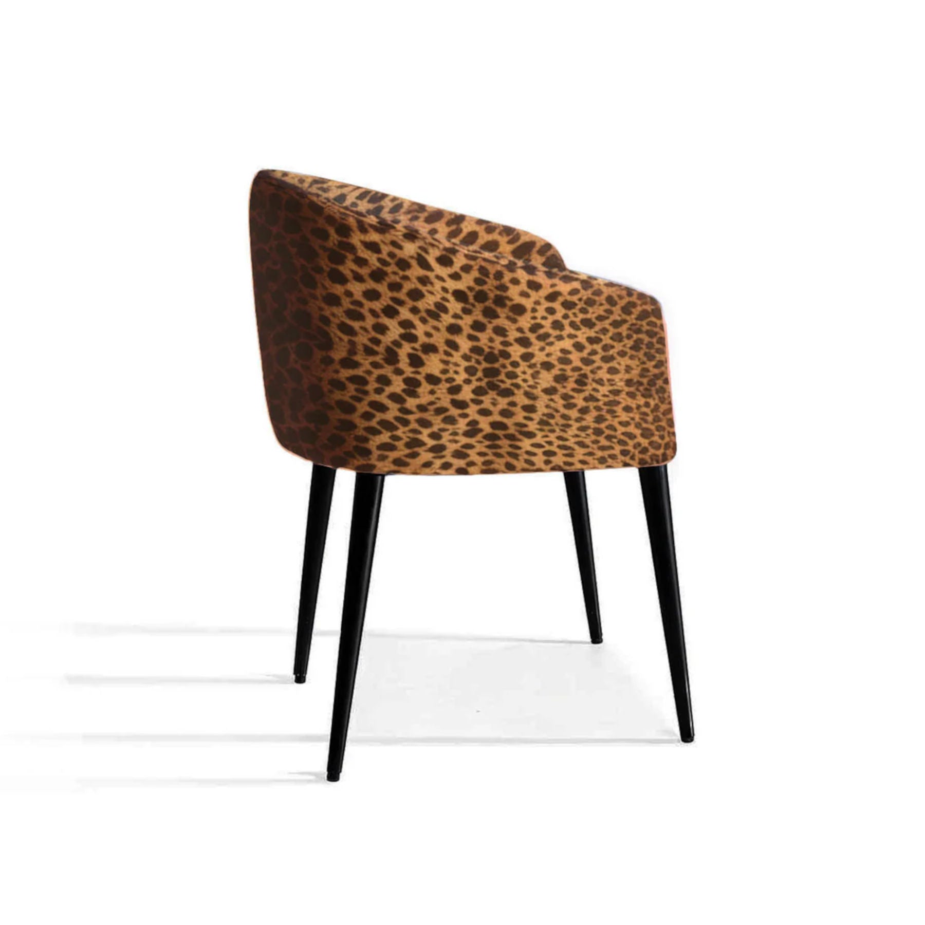 Leopard Furry Velvet Dining Chair with Black Legs