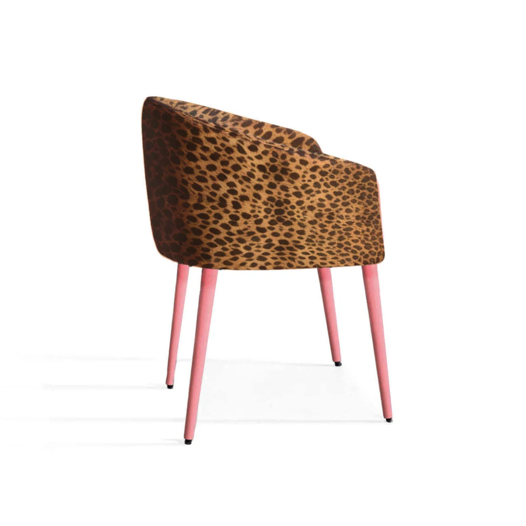Leopard Furry Velvet Dining Chair with Pink Legs