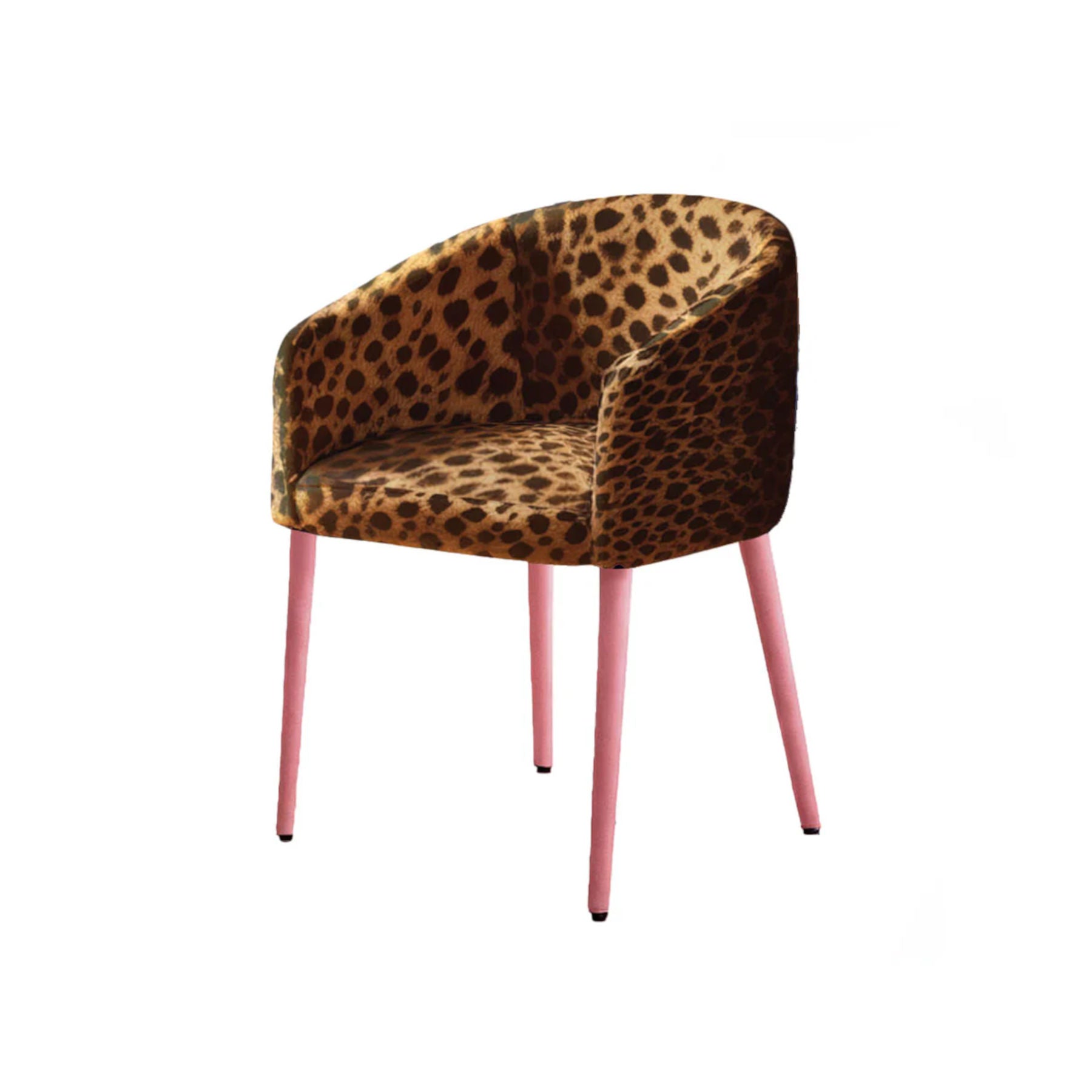 Leopard Furry Velvet Dining Chair with Pink Legs
