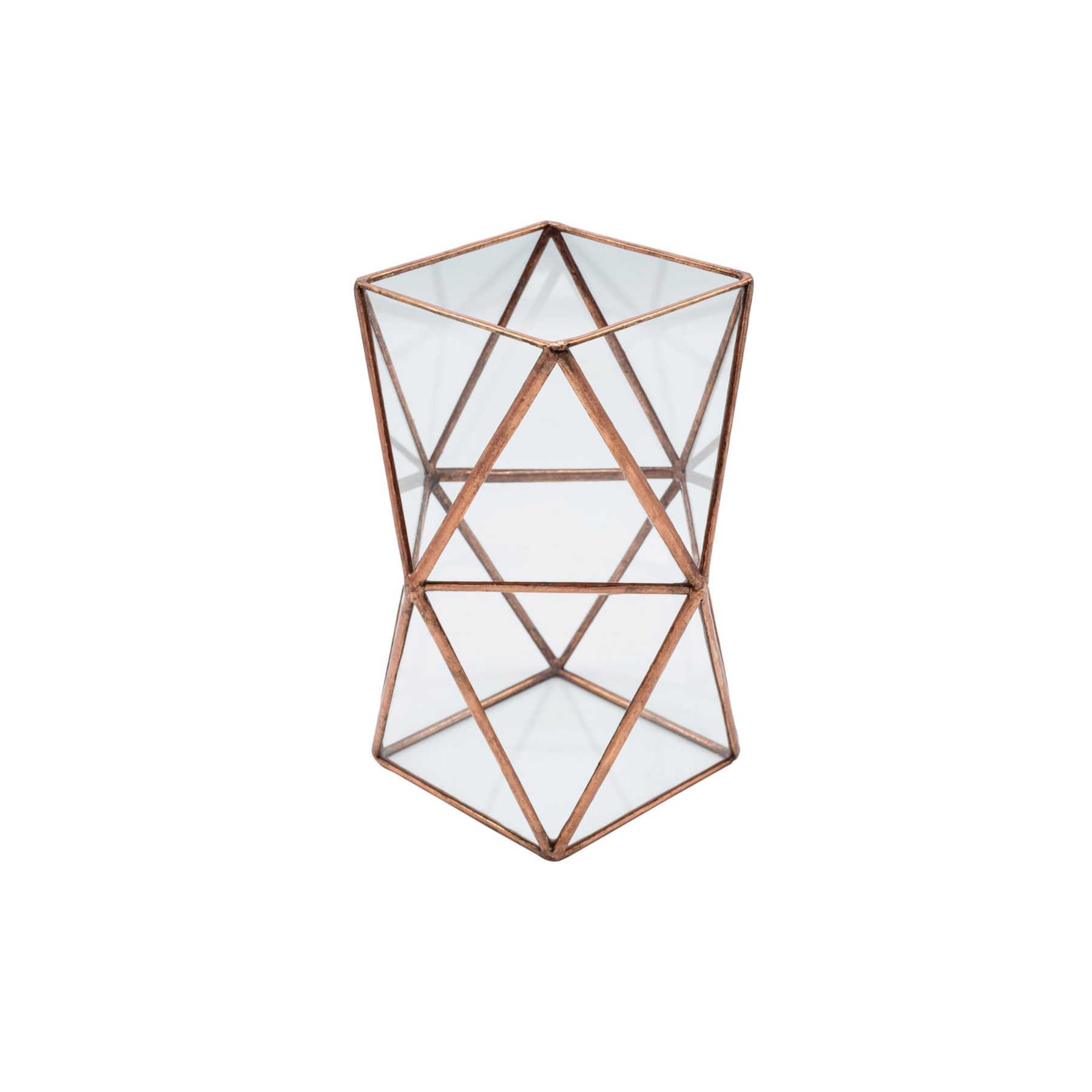 Glass Terrarium - Vase of Light Geometric Glass & Brass Vase in Dubai