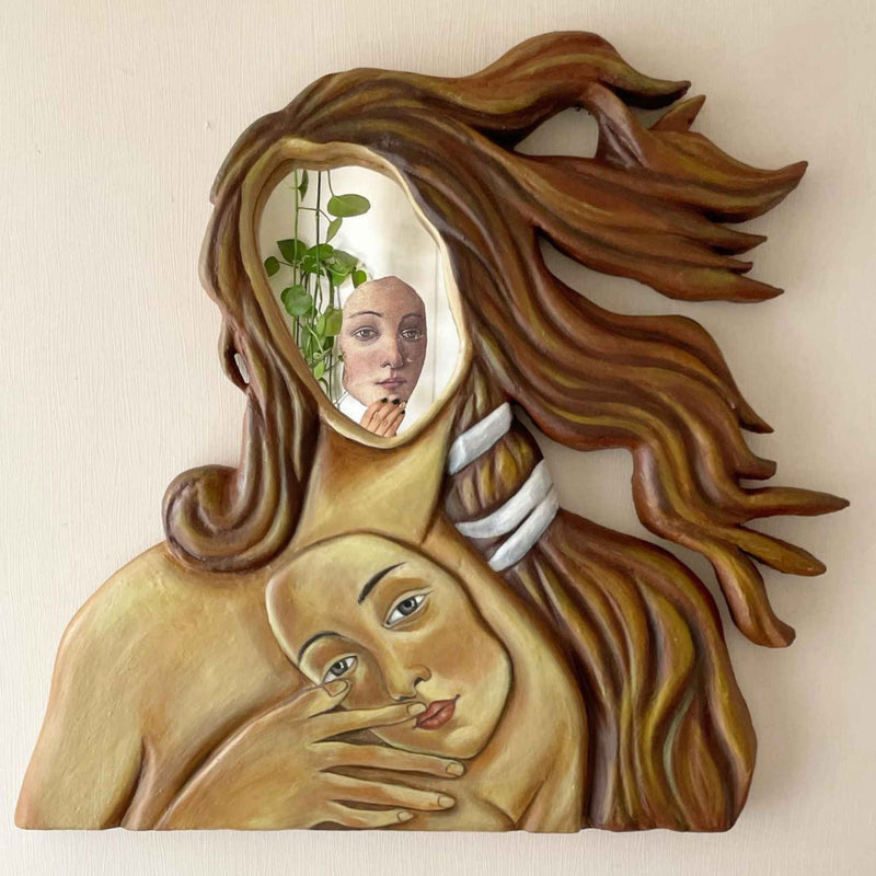 Venus 3D Painted Decorative Wall Mirror, Artistic Handmade 3D Wall Art