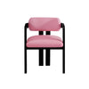 Pink Velvet Dining Chair with Black lacquered wooden legs