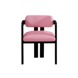 Pink Velvet Dining Chair with Black lacquered wooden legs