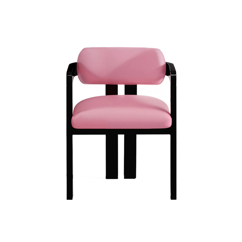 Pink Velvet Dining Chair with Black lacquered wooden legs