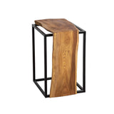 Walnut Wood & Black Metal Side Table 