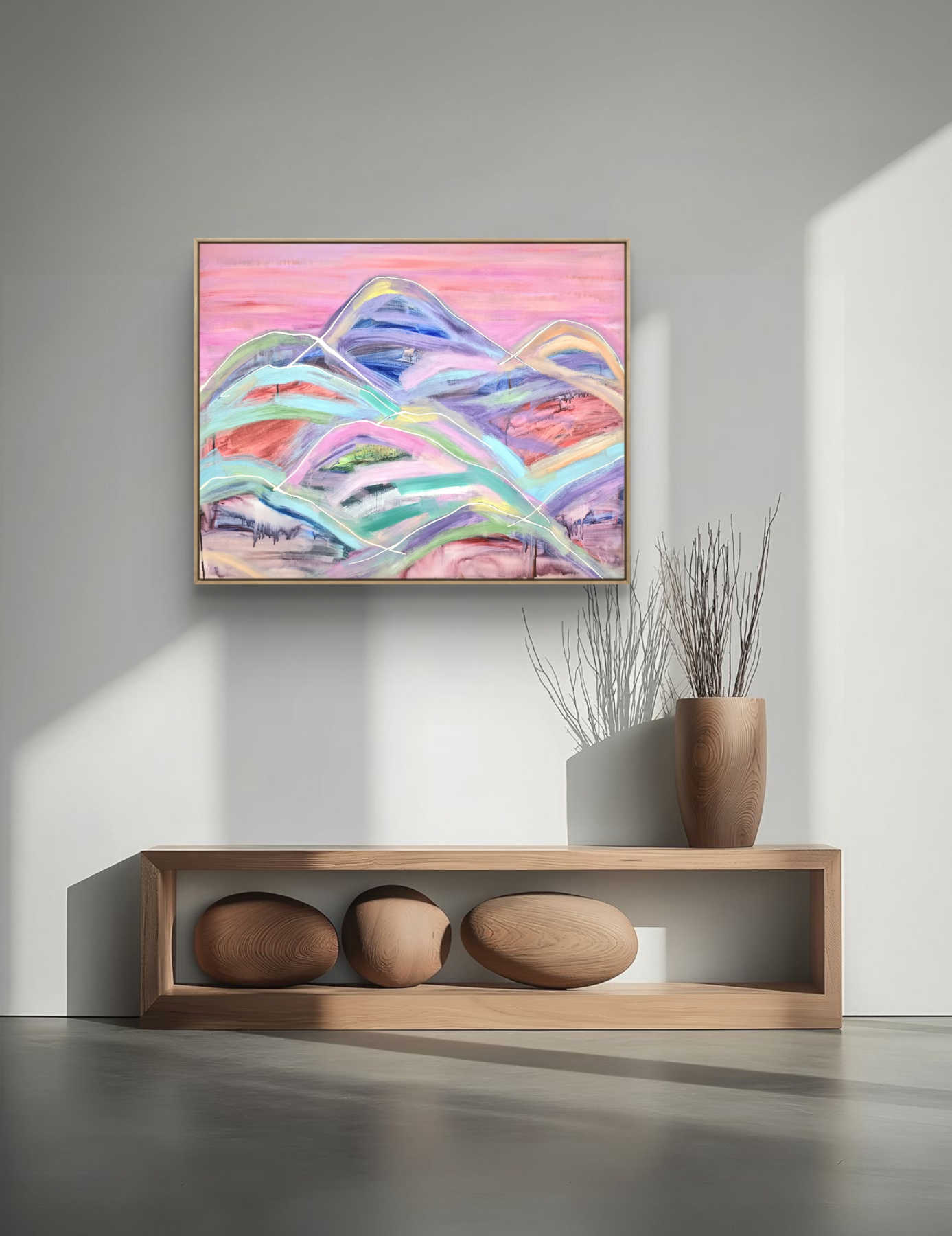 Colorful Mountains Acrylic Painting By Hanji Park in Dubai