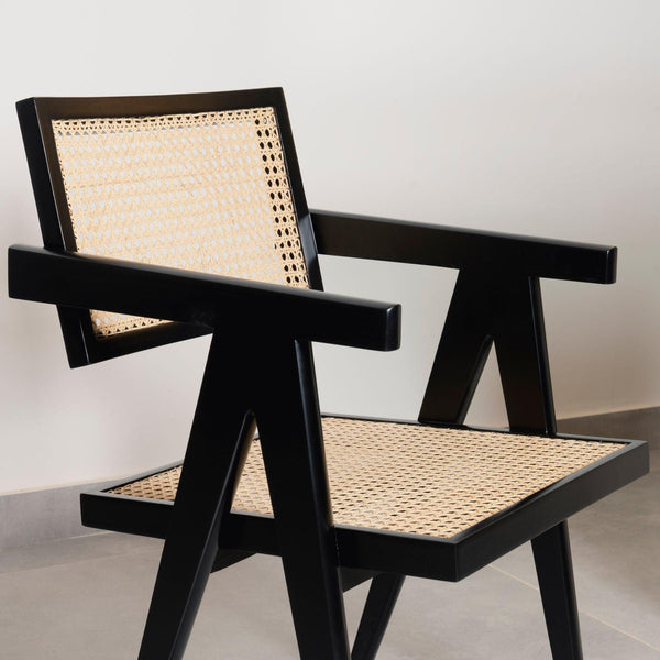 Black Cane Chair - Pierre Jeanneret designer Office & Dining Chairs in Dubai