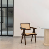 Dark Brown Cane Chair - Pierre Jeanneret designer Office & Dining Chairs in Dubai