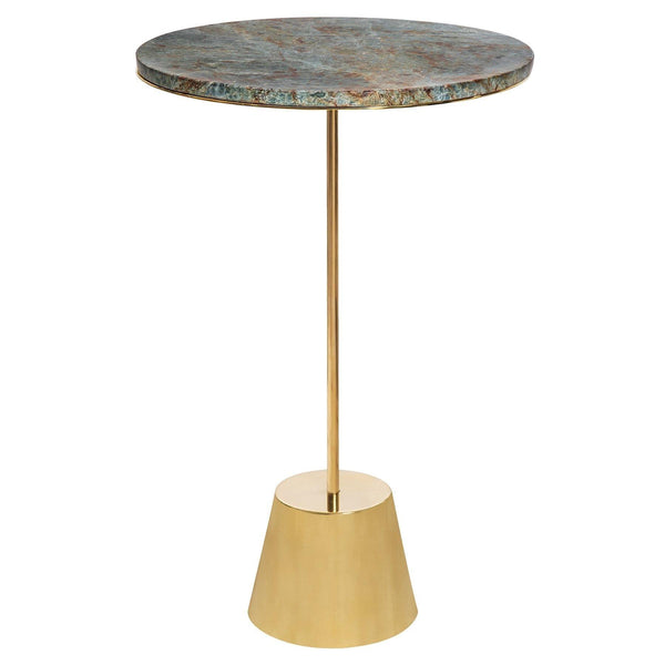 Amazon Green Granite Round Side Table with solid Bronze base in Dubai