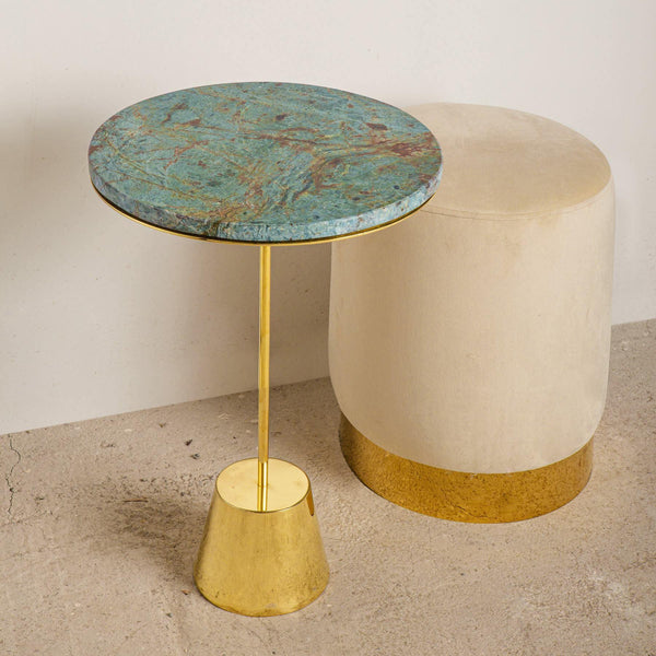 Amazon Green Granite Round Side Table with solid Bronze base in Dubai