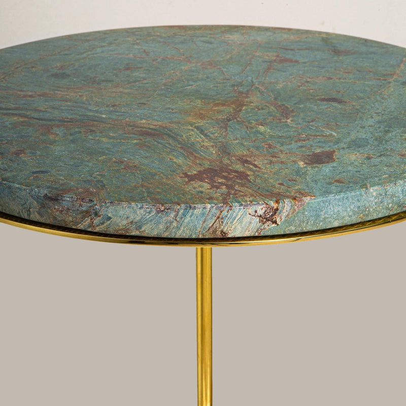 Antique Green Marble & Bronze Side Table