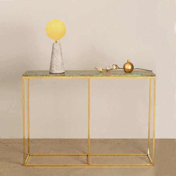 Marble & Bronze Luxury Console Table in Dubai, Finish: Gold & Green