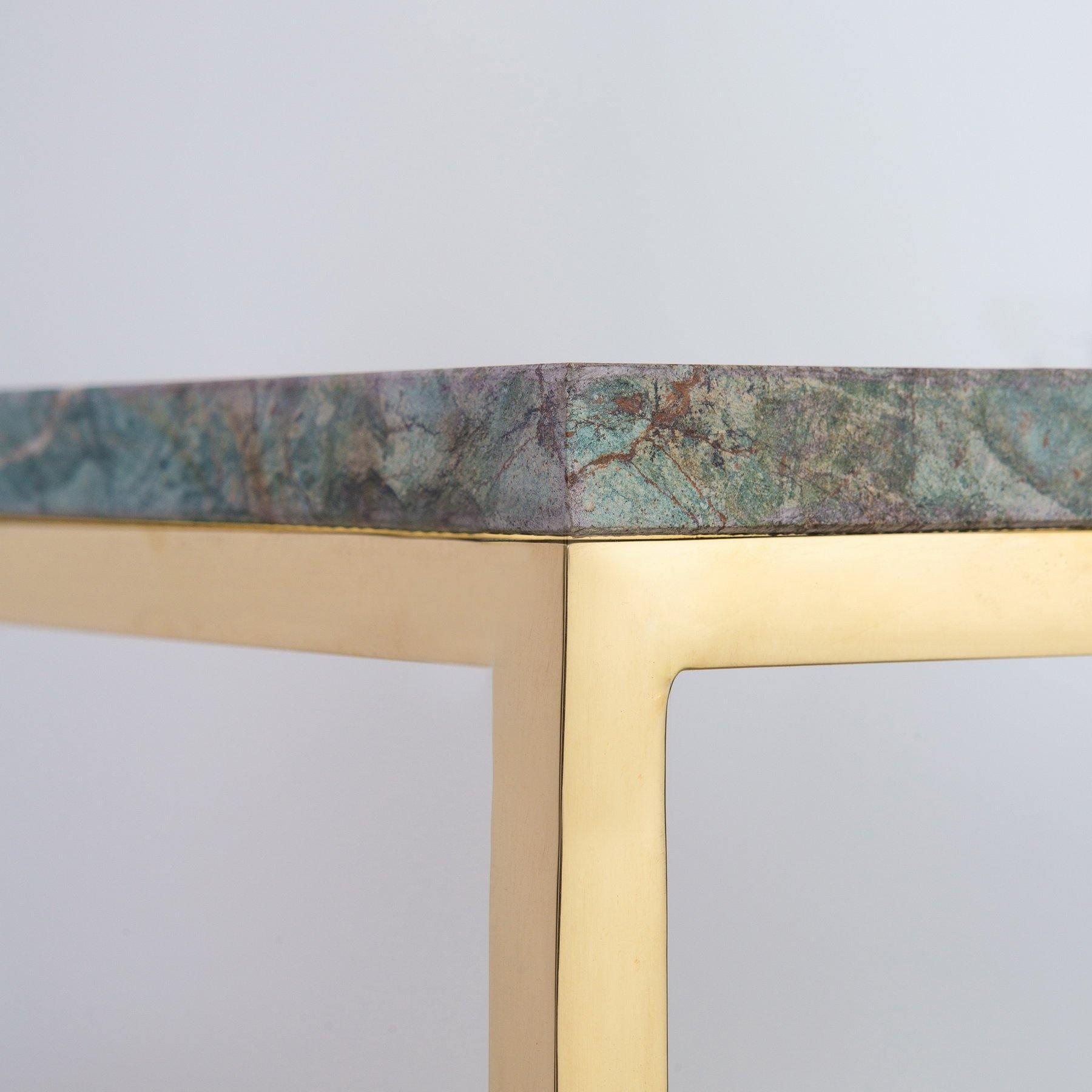 Antique Green Marble & Bronze Console Table