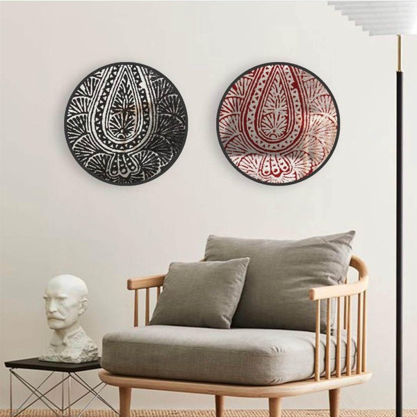 Cashmere Leaf Decorative Round Mirror - Wall Mounted Painted Mirrors in Metal Frame in Dubai