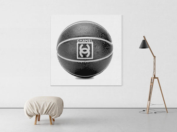 Ball Life Black Chanel Print on Canvas Artwork - Vintage Arabia Pop Art by Julian Castaldi in Dubai