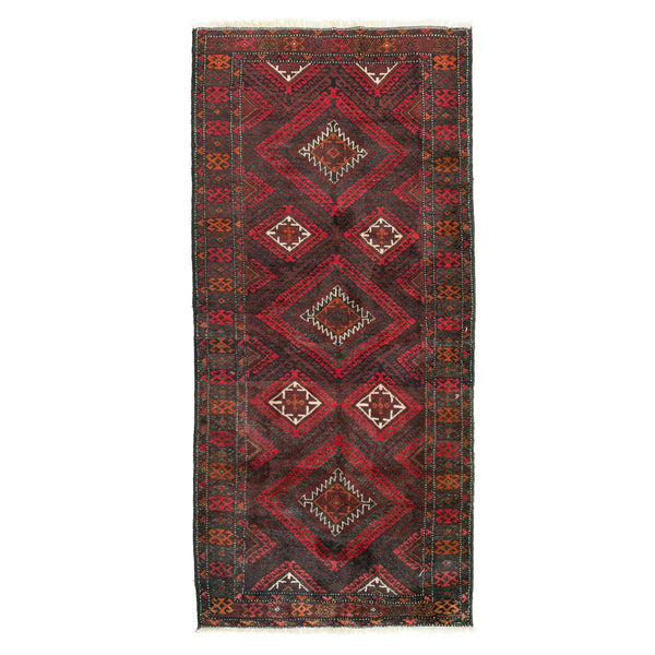 Black & Red Baluch Geometric Persian Carpet - Handmade Authentic Carpets & Kilims in Dubai