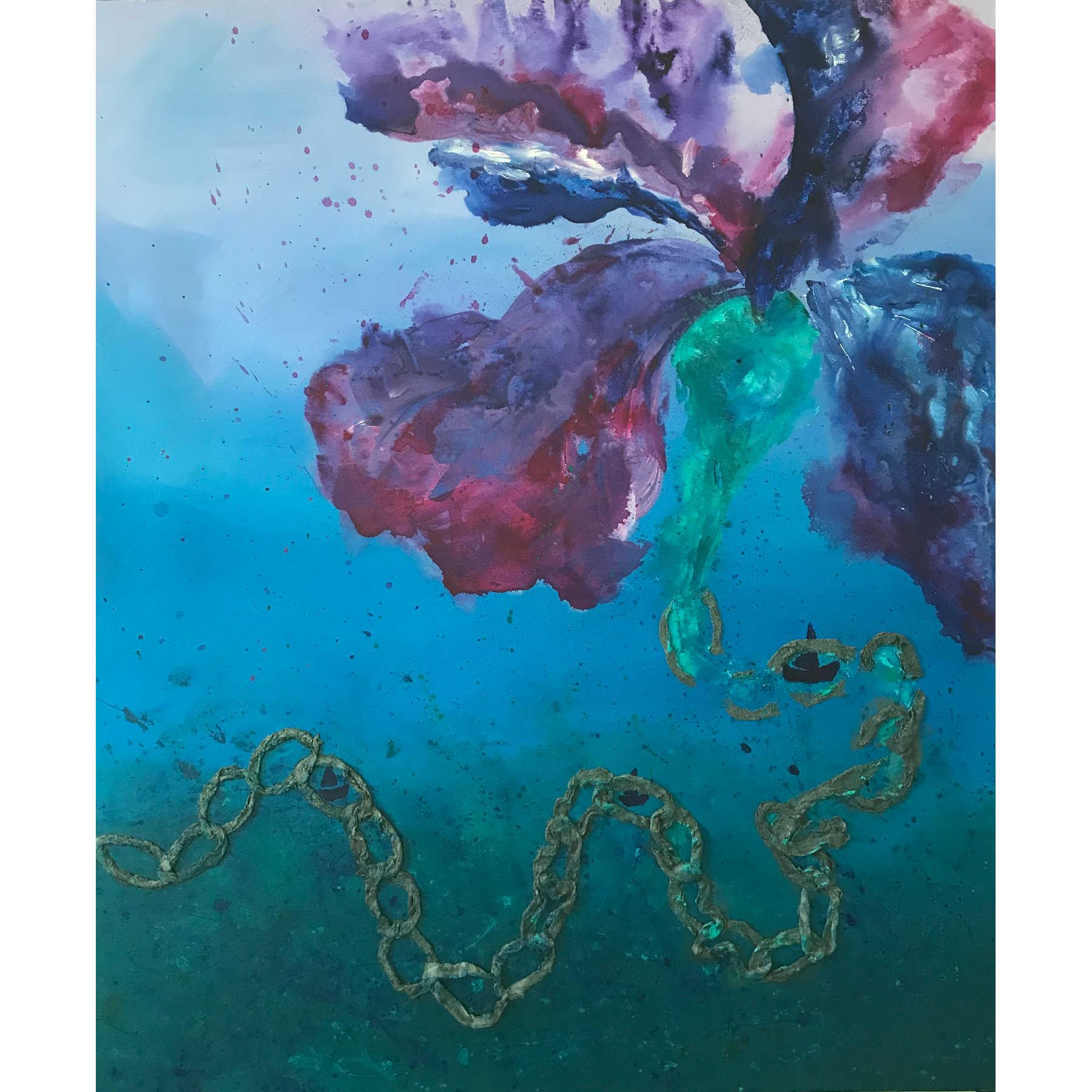 Beyond The Seas Mixed Media On Canvas Painting - Modern Decorative Wall Art By Farnaz Faridfar in Dubai