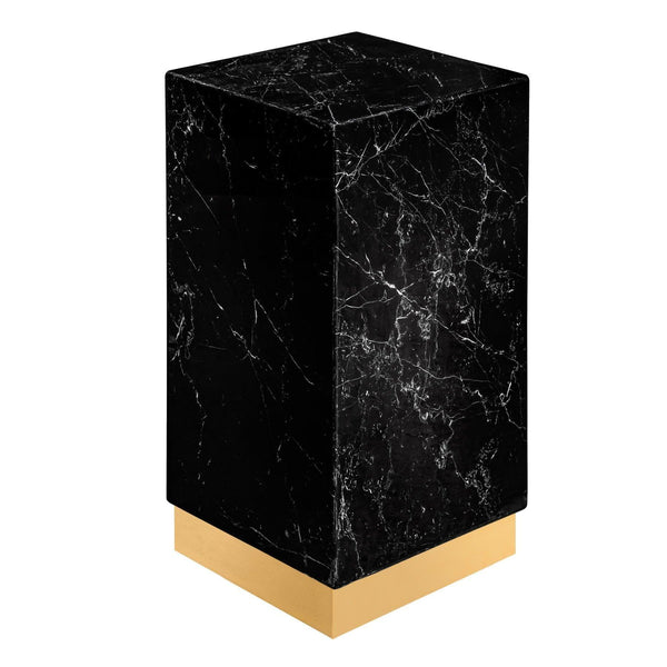 Marble Plinth Side Table - Nero Marquina Marble & Bronze End Tables in Dubai