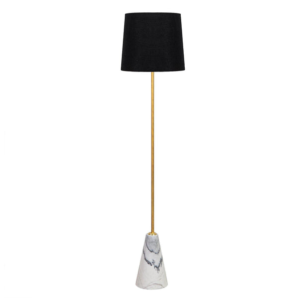 Marble Floor Lamp, Statuario Natural Marble Base with Linen Shade in Dubai
