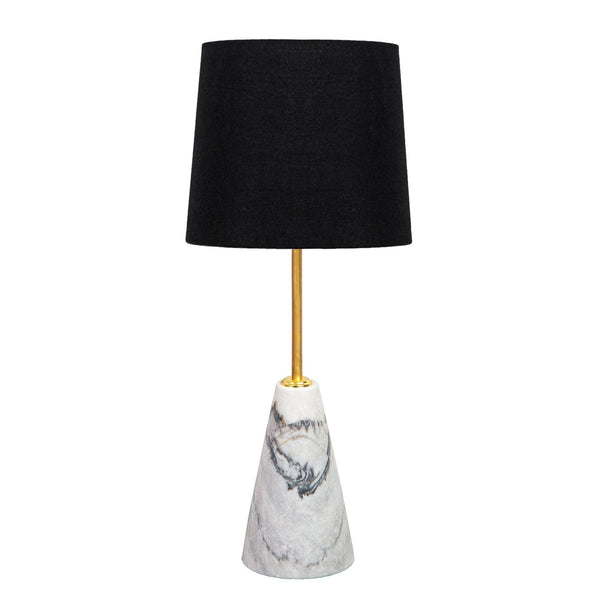 Marble Lamp Statuario White Natural Marble with Linen Shade in Dubai