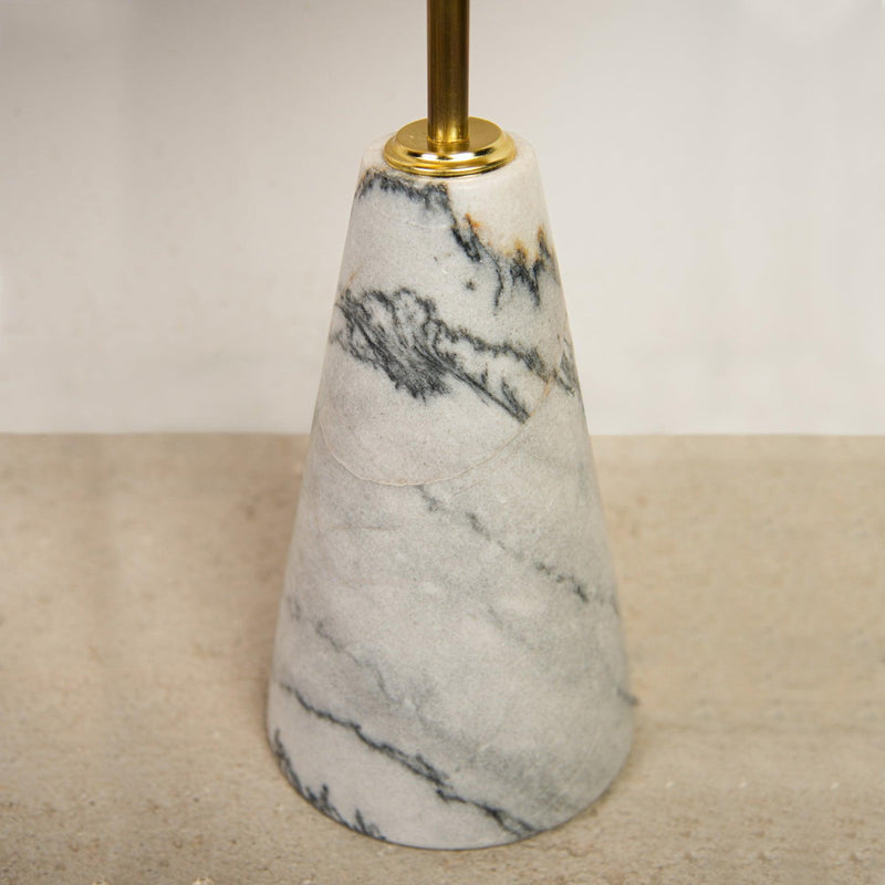 Marble Lamp Statuario White Natural Marble with Linen Shade in Dubai